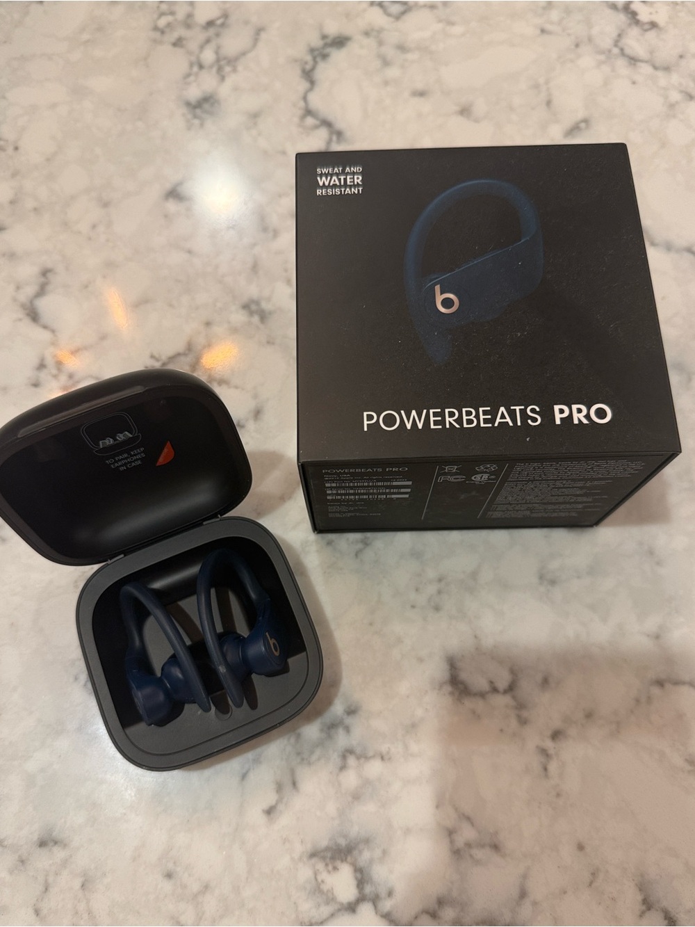 Beats by Dre Powerbeats Pro Ear-Hook Earbuds Navy with Gold Logo